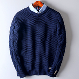 Men's Round Neck Twist Sweater Warm Bottoming pullover cardigan sweatshirt