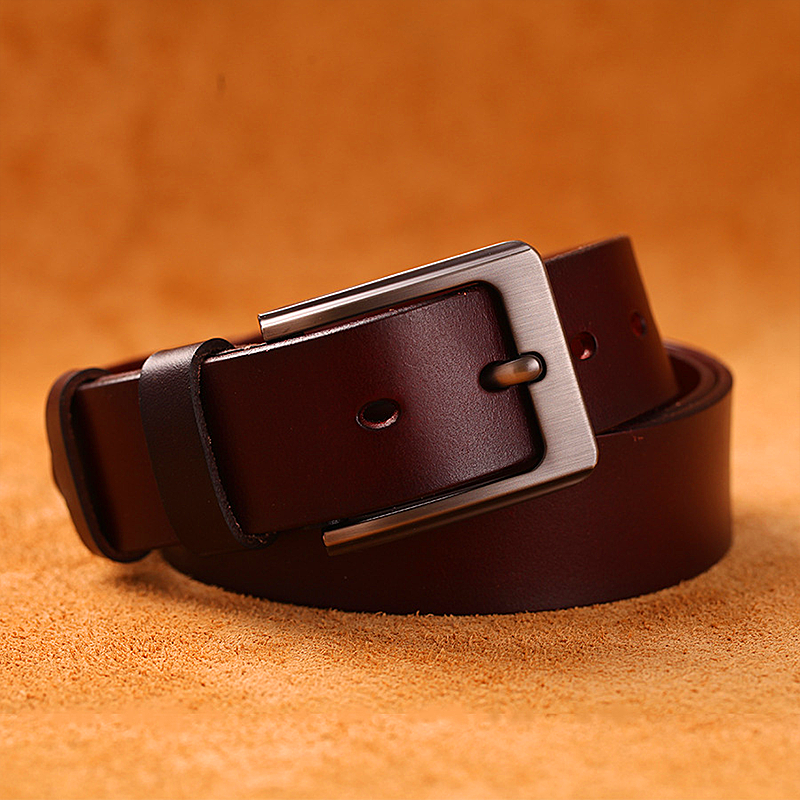 Men Belt men's genuine leather top layer cowhide pin buckle belt