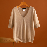 Women's cashmere five-quarter sleeve pure cashmere knit T-shirt women's five-quarter sleeve spring sweater leggings