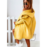 New women  cardigan coat casual knitted hooded bat sleeve coat winter