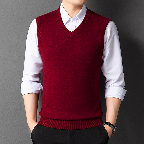 Men vest wool vest wool vest knit shirt in the youth shoulder V collar tide