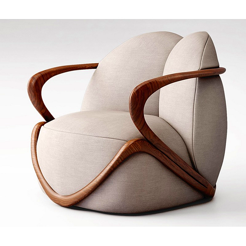 BEST QUALITY HUG ARMCHAIR IN FABRIC AND WOOD