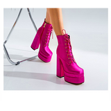 Women shoes thick-soled boots explosive super high heel block heel fashion mid-barrel boots 15cm