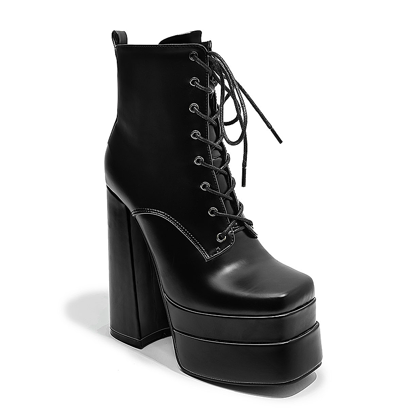 Women shoes thick-soled boots explosive super high heel block heel fashion mid-barrel boots 15cm