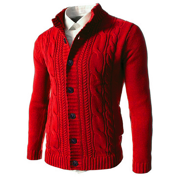 men Fall/Winter  Casual Single-Breasted Stand-up Collar Cardigan Sweater Men Loose Plus Size Jacket Men Knitwear