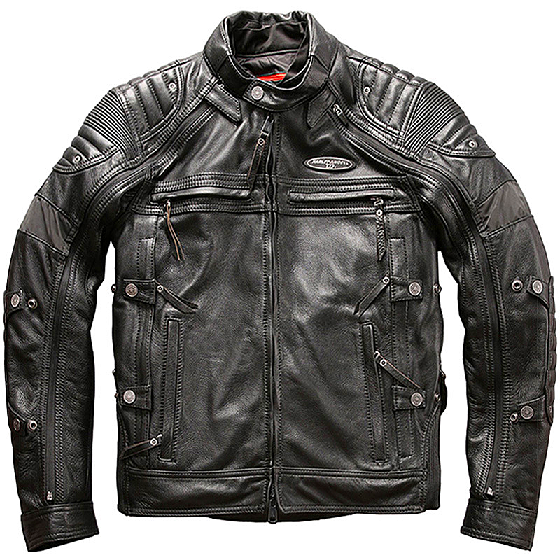 Men motorcycle riding suit men's leather stand-up collar slim bike suit first layer cowhide jacket