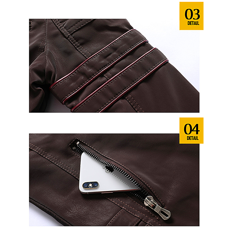 Men's Autumn and Winter Scrub Leather Clothes Fashion Slim Fit Brushed PU Jacket Motorcycle Tide Brand Slim Fit Jacket