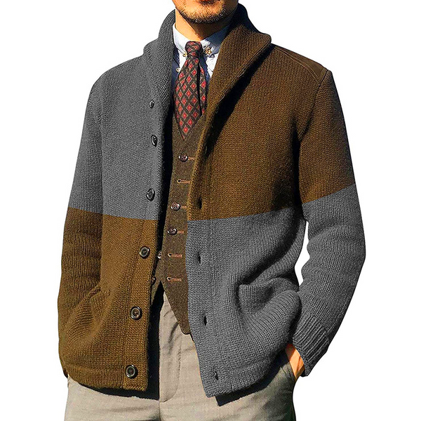 Fall/Winter Large Size Sweater Men's Block Buttons Long Sleeve knit cardigan jacket tide Men sweater