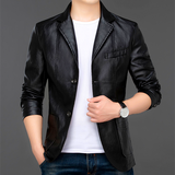 leather jacket men young and middle-aged leisure four seasons can wear high-end leather jacket plus fleece jacket