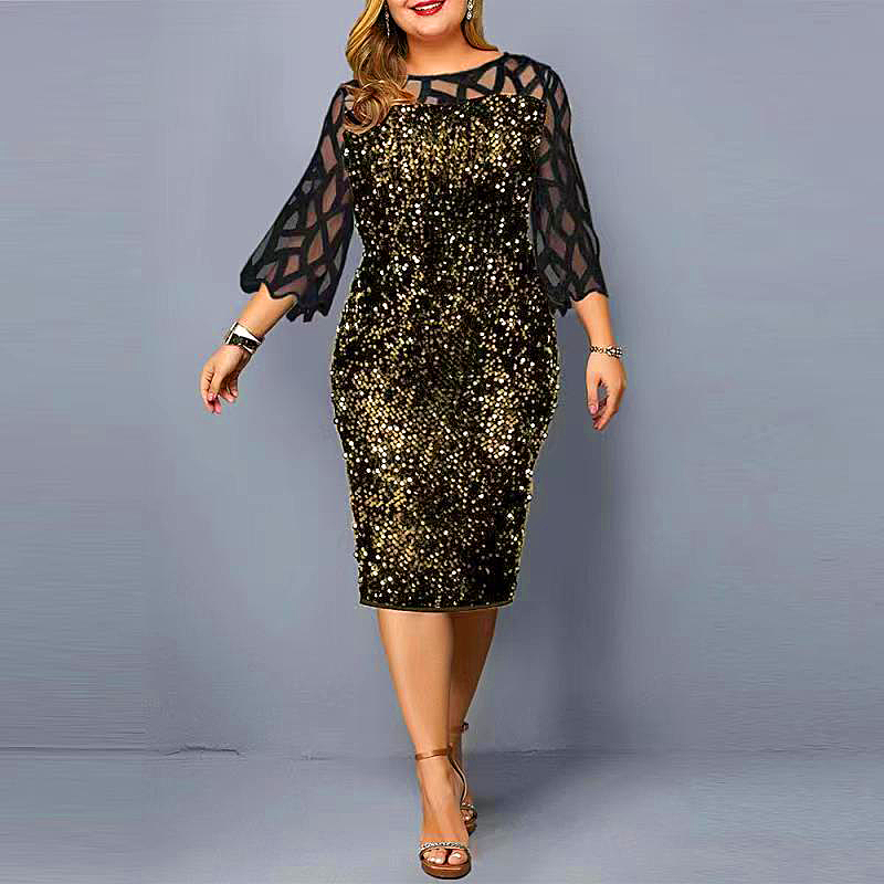 DRESS glitter dress Plus Size Sequin Party Dress