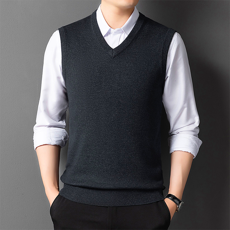 Men vest wool vest wool vest knit shirt in the youth shoulder V collar tide