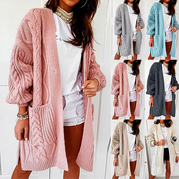 Sweater Women's Autumn/winter Long Coat Soft Sheep Stretch Warm Twist Knit women Cardigan