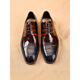 Men shoes crocodile leather derby shoes three-joint color rubbing business men's genuine leather dress shoes