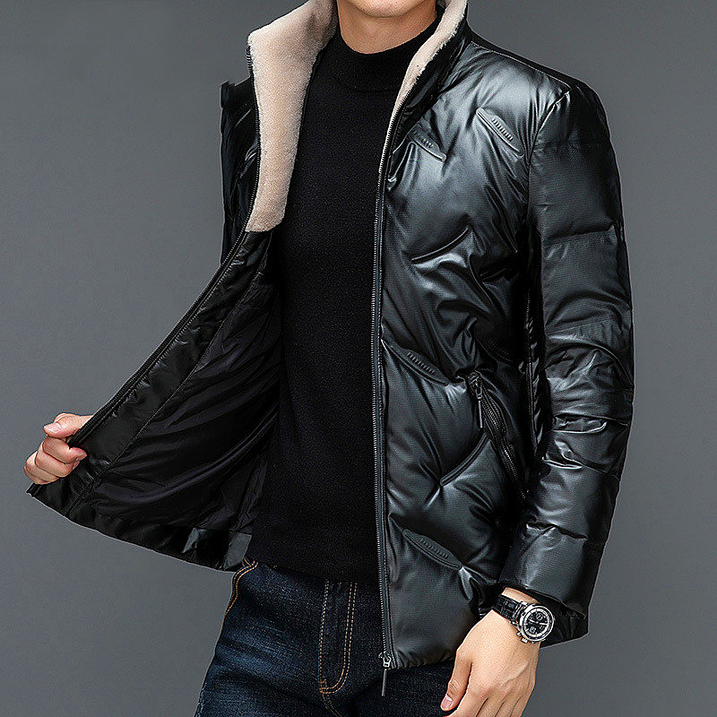 Men's Warm And Cold-proof Waterproof Jacket With Wool Collar Down Jacket
