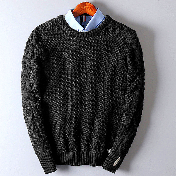 Men's Round Neck Twist Sweater Warm Bottoming pullover cardigan sweatshirt