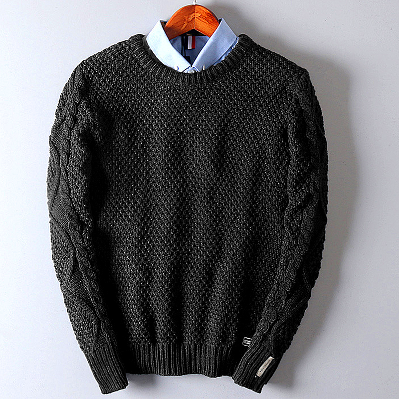Men's Round Neck Twist Sweater Warm Bottoming pullover cardigan sweatshirt