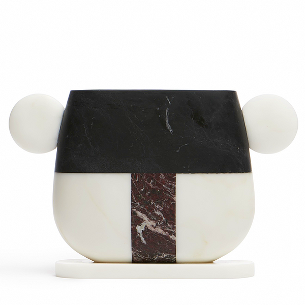 Refined Black and White Marble Vase for Luxury and Contemporary Home Interior Decoration