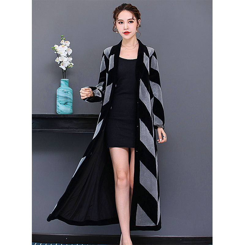 Herning cashmere coat ladies long over the knee Shear patchwork coat women