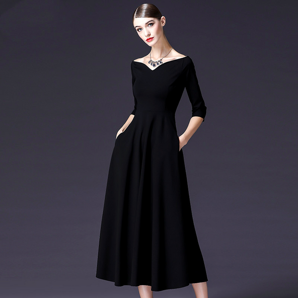 Women dress Black One Shoulder Long Sleeve Dress