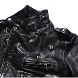 Men leather jacket  motorcycle riding motorcycle clothing lapel oblique zipper belt leather jacket jacket