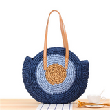 Women straw bag retro summer beach round bag