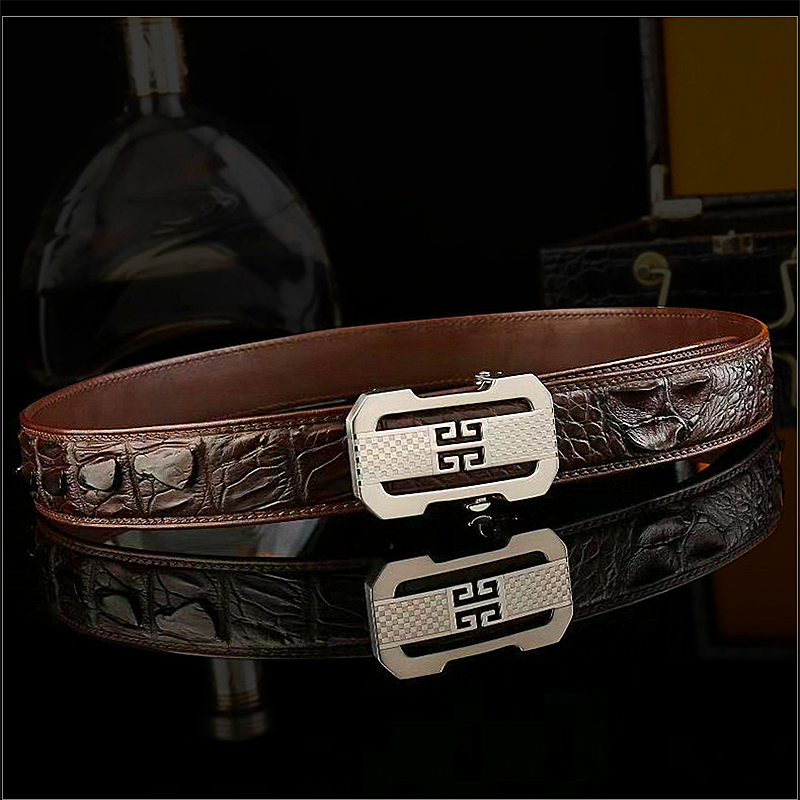 Men belt real leather Guochao business automatic buckle leather belt men's belt