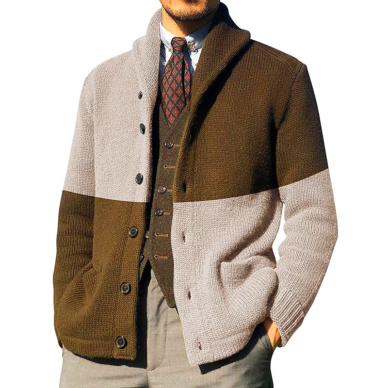 Fall/Winter Large Size Sweater Men's Block Buttons Long Sleeve knit cardigan jacket tide Men sweater