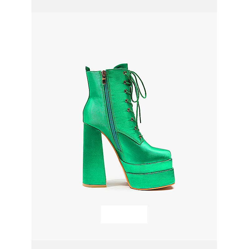Women shoes thick-soled boots explosive super high heel block heel fashion mid-barrel boots 15cm