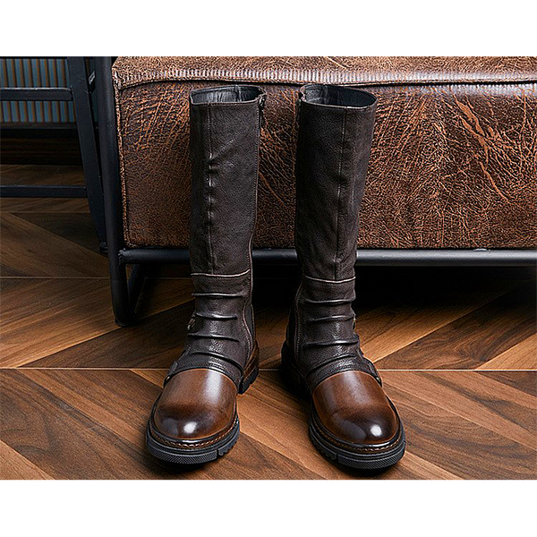 Men shoes Bambi Dillon's new leather high-top riding boots men's cowhide boots men's heightened British tooling boots men's Martin boots