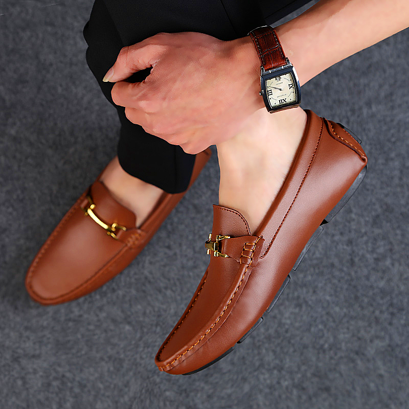 Men Slip on Shoes Luxury Loafers British Style Comfortable Men Moccasins Shoes Genuine Leather Causal Shoes Business