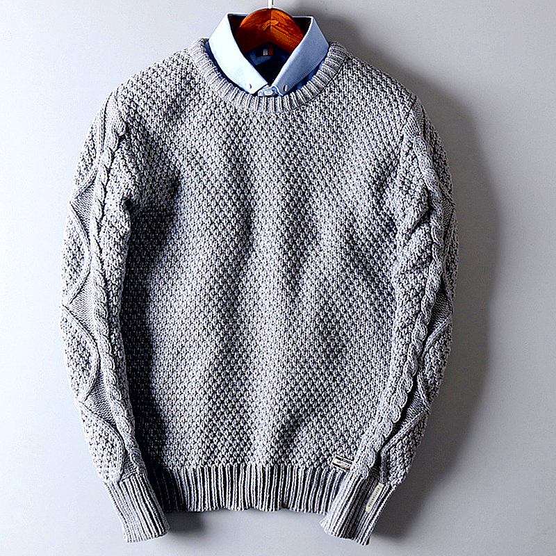 Men's Round Neck Twist Sweater Warm Bottoming pullover cardigan sweatshirt