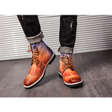 Men shoes high-top leather shoes British style fashion Martin boots brogue carved retro leather shoes tooling boots