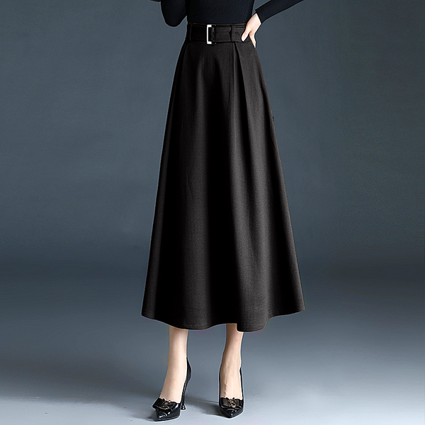 A-line skirt skirt pleated skirt long skirt women's autumn winter 2022 new A-type camel woolen loose umbrella skirt mid-length skirt