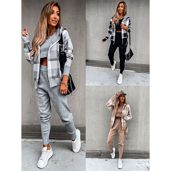 Winter women casual knit suit Fashion three piece set three-piece set