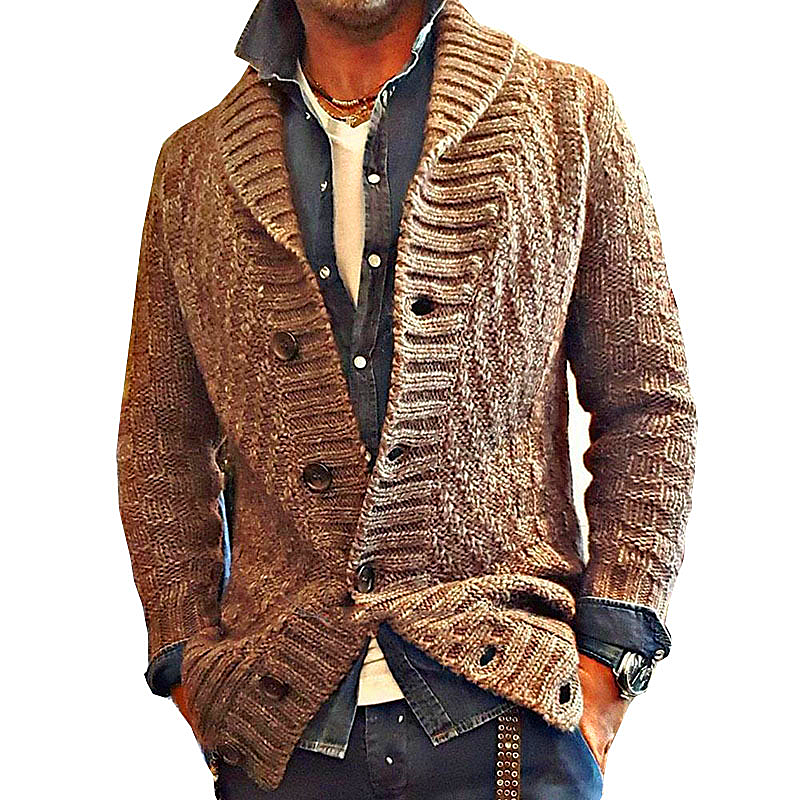 Men's Fall/Winter 2022 long-sleeved cardigan sweater Loose solid lapel jacket men's Knitwear