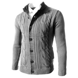 men Fall/Winter  Casual Single-Breasted Stand-up Collar Cardigan Sweater Men Loose Plus Size Jacket Men Knitwear