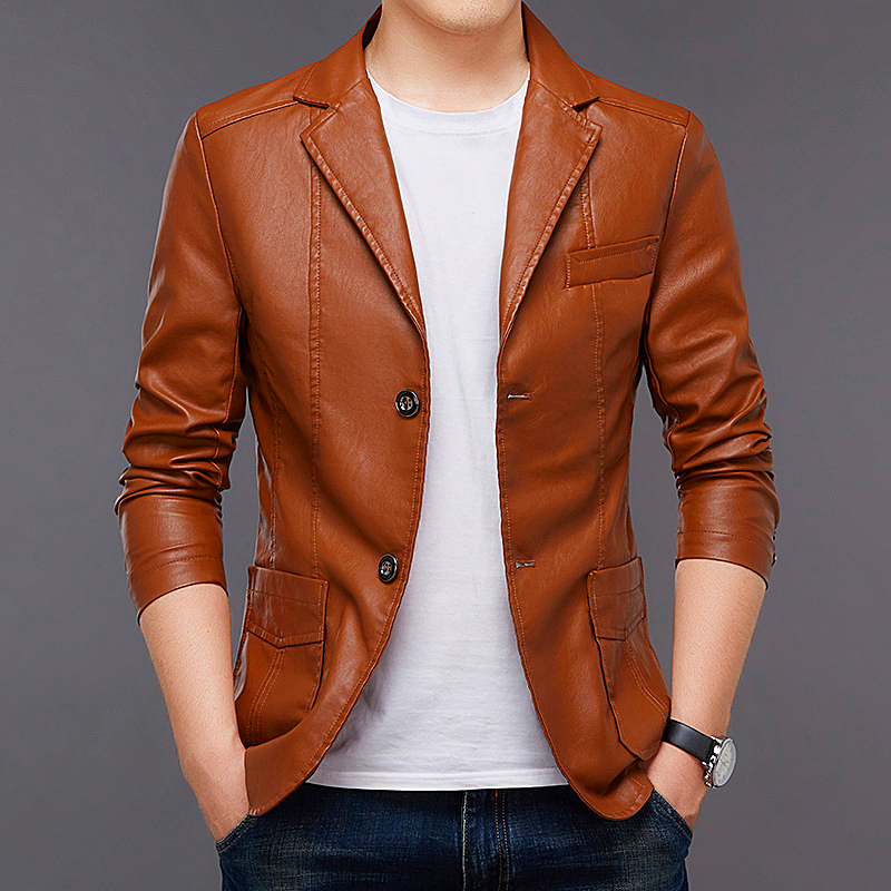 leather jacket men young and middle-aged leisure four seasons can wear high-end leather jacket plus fleece jacket