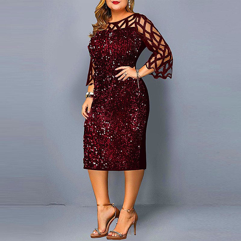 DRESS glitter dress Plus Size Sequin Party Dress