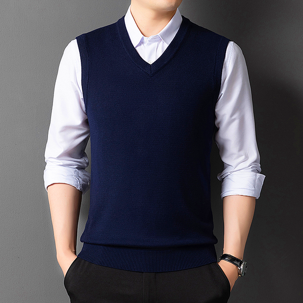 Men vest wool vest wool vest knit shirt in the youth shoulder V collar tide