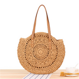 Women straw bag retro summer beach round bag