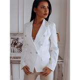 Women Suit jacket metal buckle double breasted small suit women female