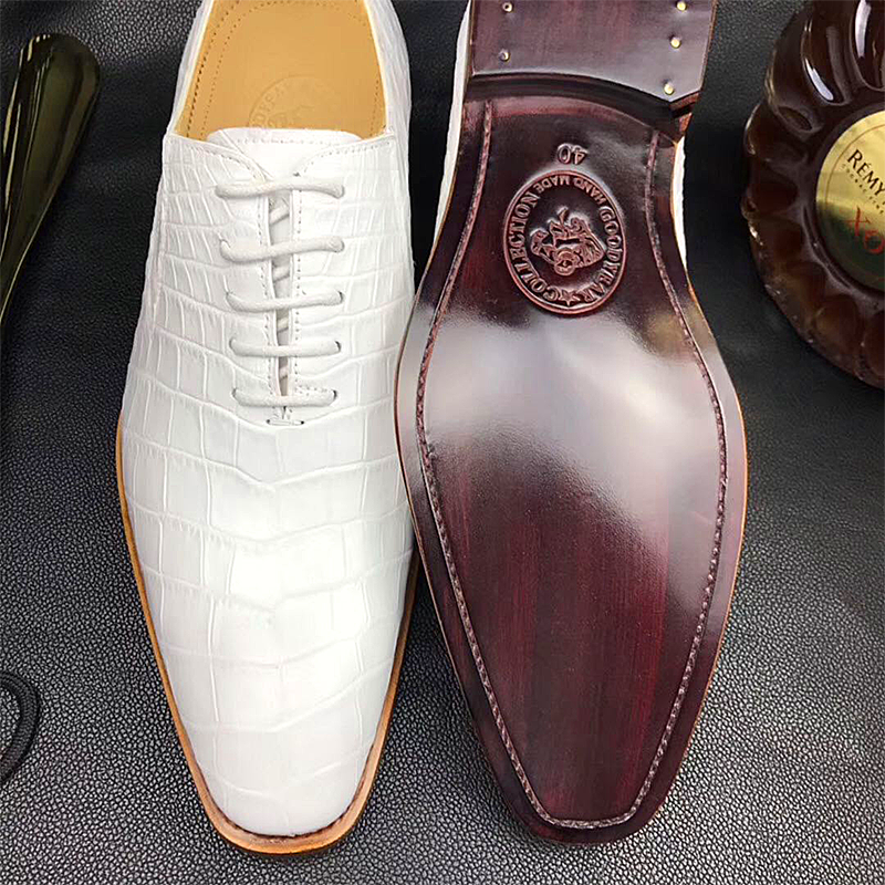 Men shoes men crocodile leather shoes male wedding shoes white shoes leather sole shoes luce up