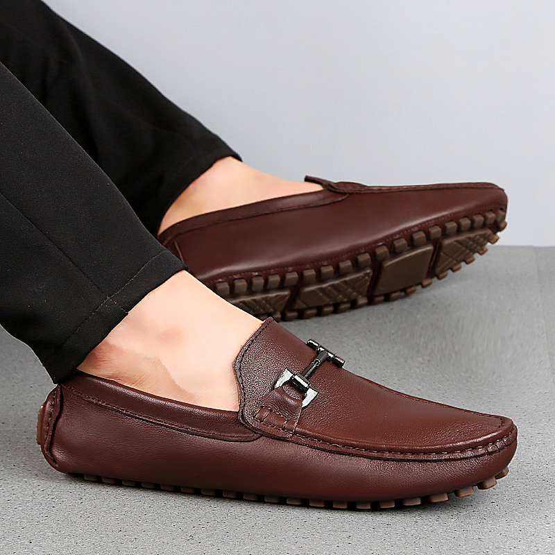 Men shoes Slip On Genuine Leather Loafers Men Casual Shoes