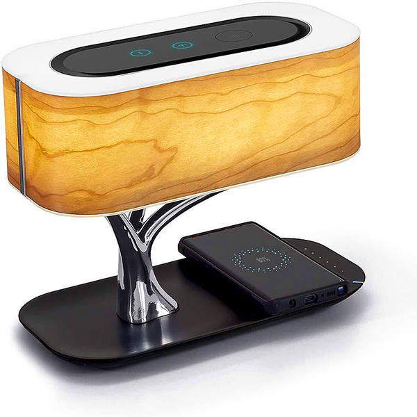 Light Wooden Desk Lamp  Wireless Charger with Blue tooth Speaker