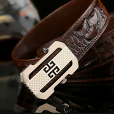 Men belt real leather Guochao business automatic buckle leather belt men's belt