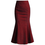 women Hip skirt Autumn winter fishtail skirt New skirt appears thin mid-length bag skirt red plaid long skirt female Ou Han wool high waist
