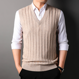 Men vest knitted vest men's new business casual middle-aged  V neck vest