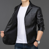 leather jacket men young and middle-aged leisure four seasons can wear high-end leather jacket plus fleece jacket