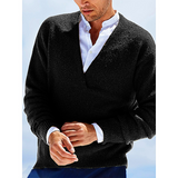 New Fall 2023 Vintage Men's Sweater Pullover Long Sleeves Fashion V-Neck Men's Knitwear