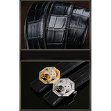 Men belt  true crocodile leather men belt Stainless steel  Plate buckles  male belt  Smooth buckle  men crocodile belt